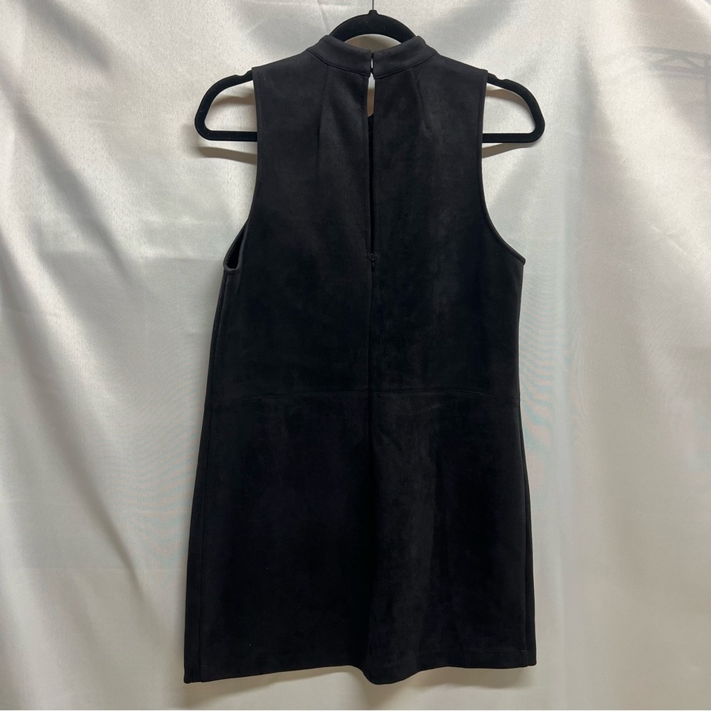 ASTR Black Faux Suede Shift Dress Sleeveless Mock Neck Medium - Picture 5 of 7
